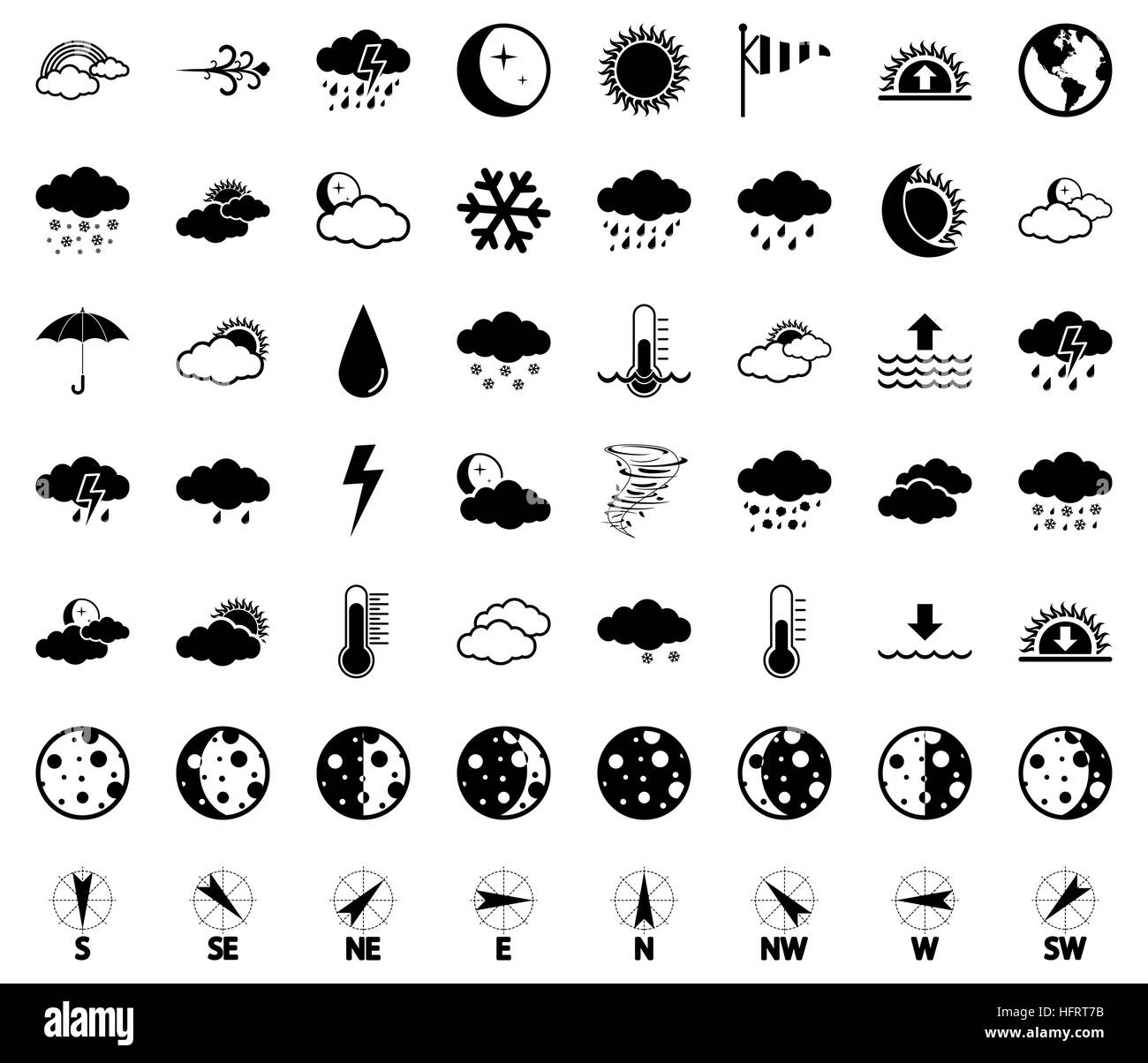 Iconos de clima para el día y la noche, el pronóstico para la web y las
