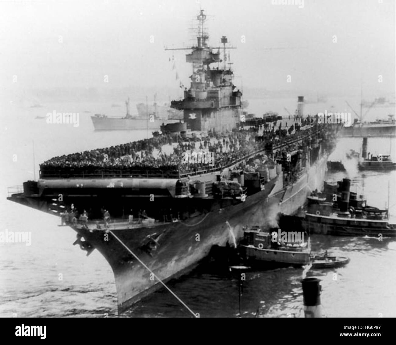 USS Enterprise (CV-6) regresa de Azores, enero de 1946 Foto de stock
