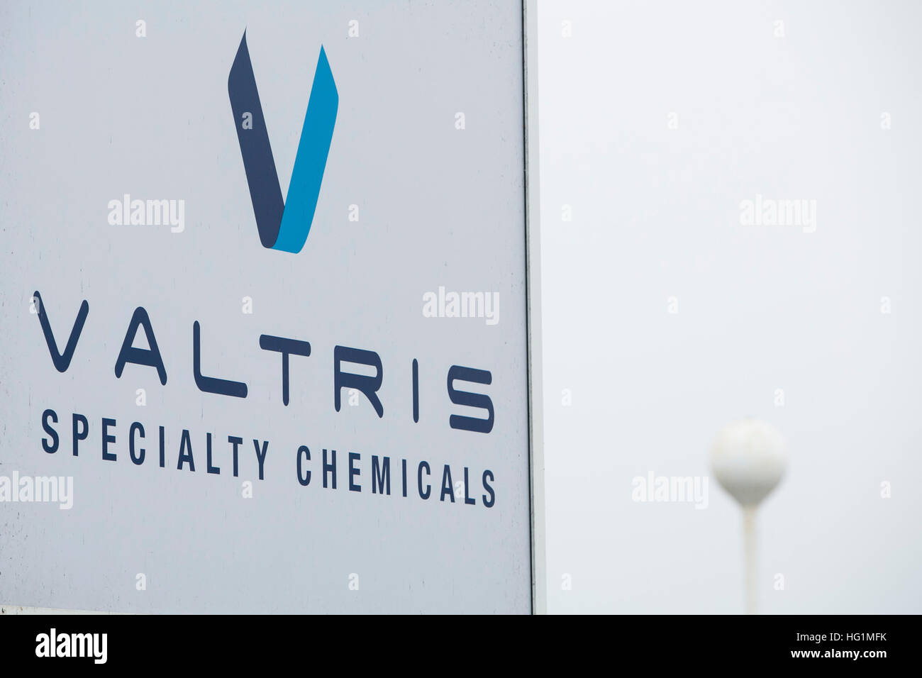 Un logotipo cartel fuera de una instalación ocupada por Valtris Specialty Chemicals en Swedesboro, New Jersey el 11 de diciembre de 2016. Foto de stock