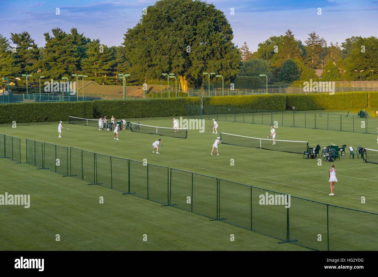 Pistas de tenis de césped al aire libre en el Country Club Foto de stock