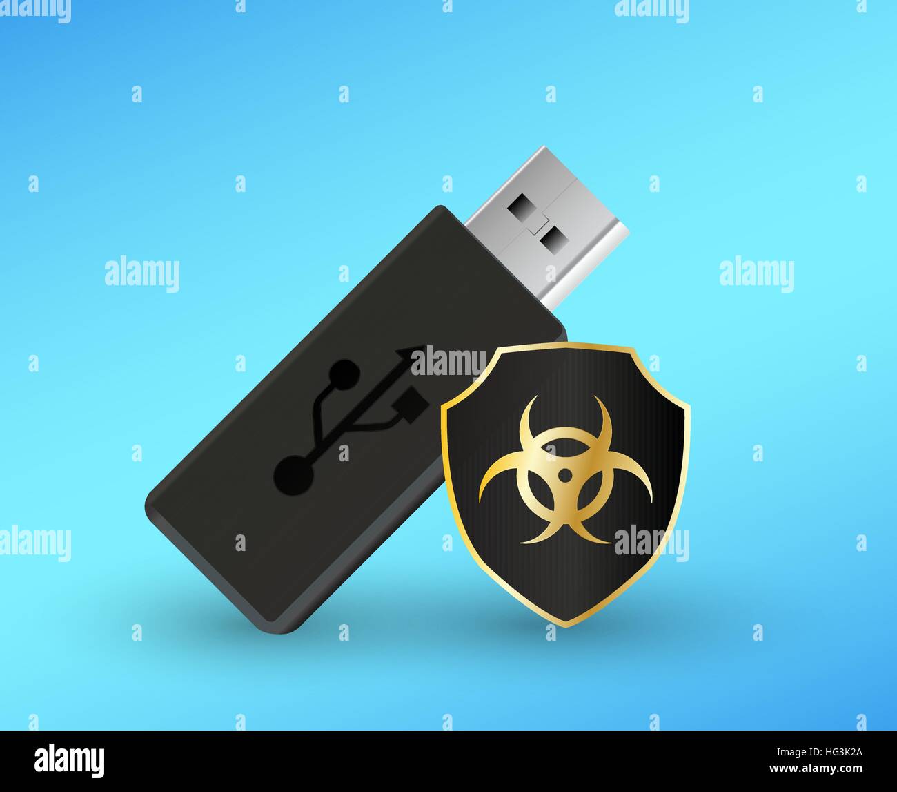 Usb con un escudo de protección antivirus ordenador Imagen Vector de stock  - Alamy
