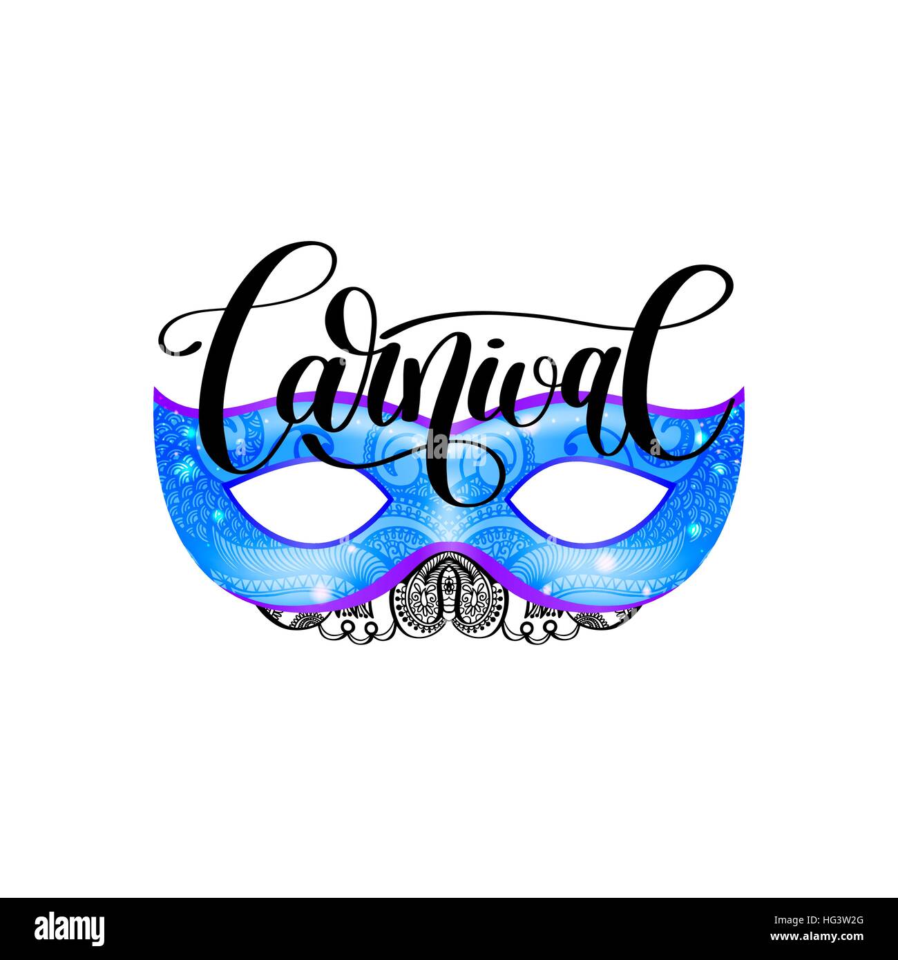 Letras de carnaval con máscara de diseño de logotipo y la palabra
