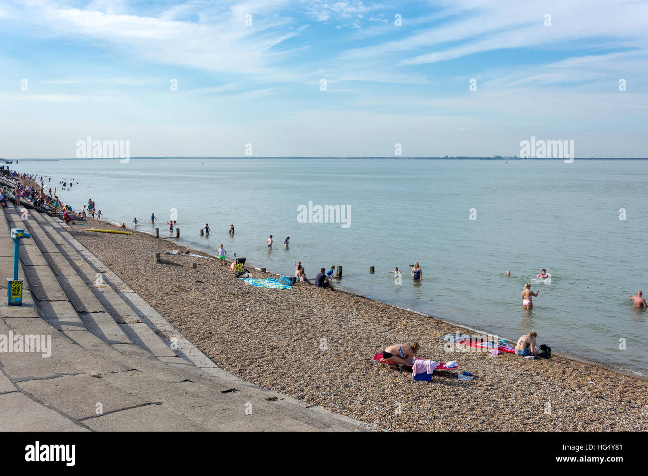 Playa de Sheerness, Sheerness, en la isla de Sheppey, Kent, Inglaterra, Reino Unido Foto de stock