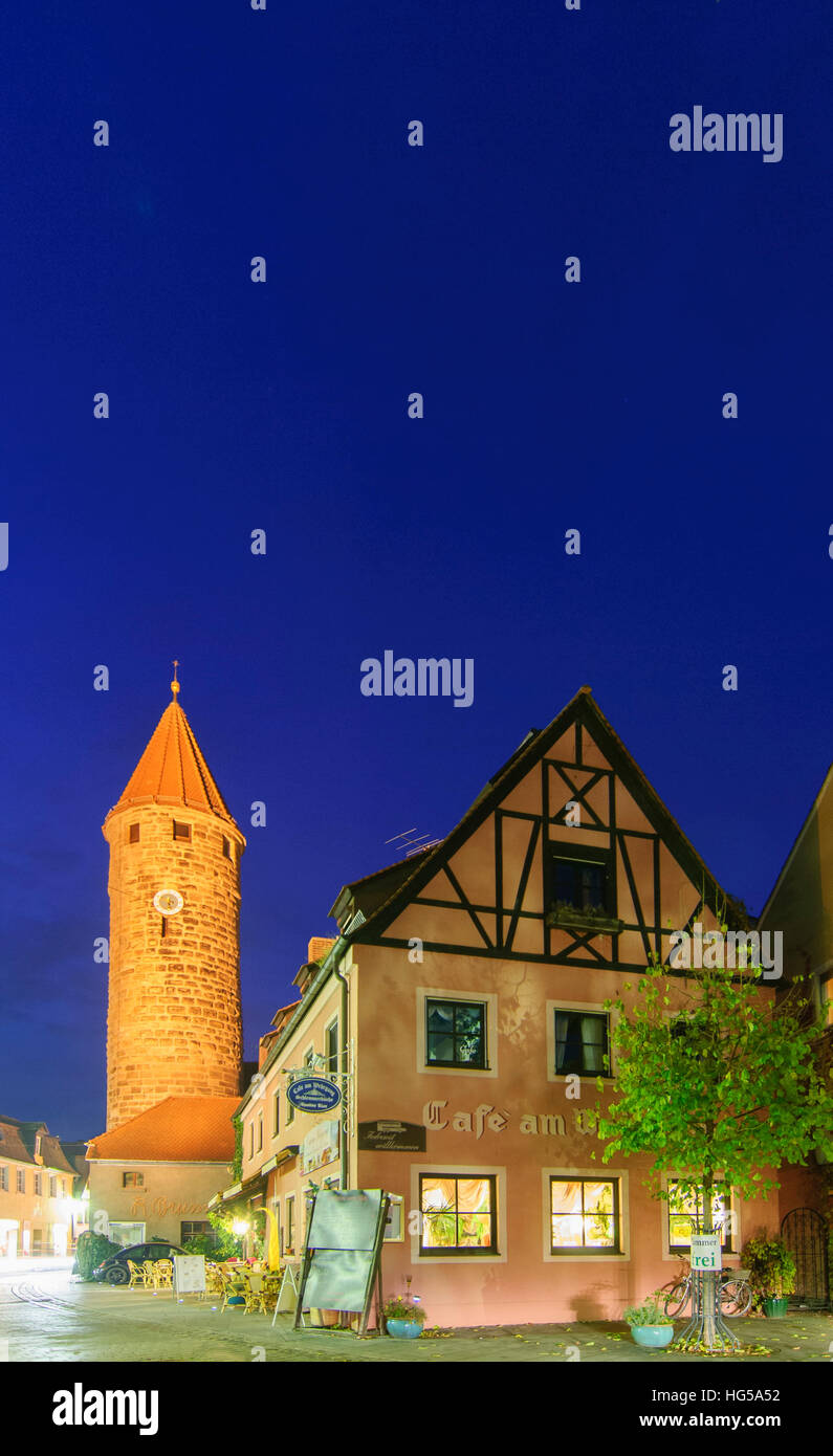 Gunzenhausen: torre Färberturm, Mittelfranken, Middle Franconia, Bayern, Baviera, Alemania Foto de stock