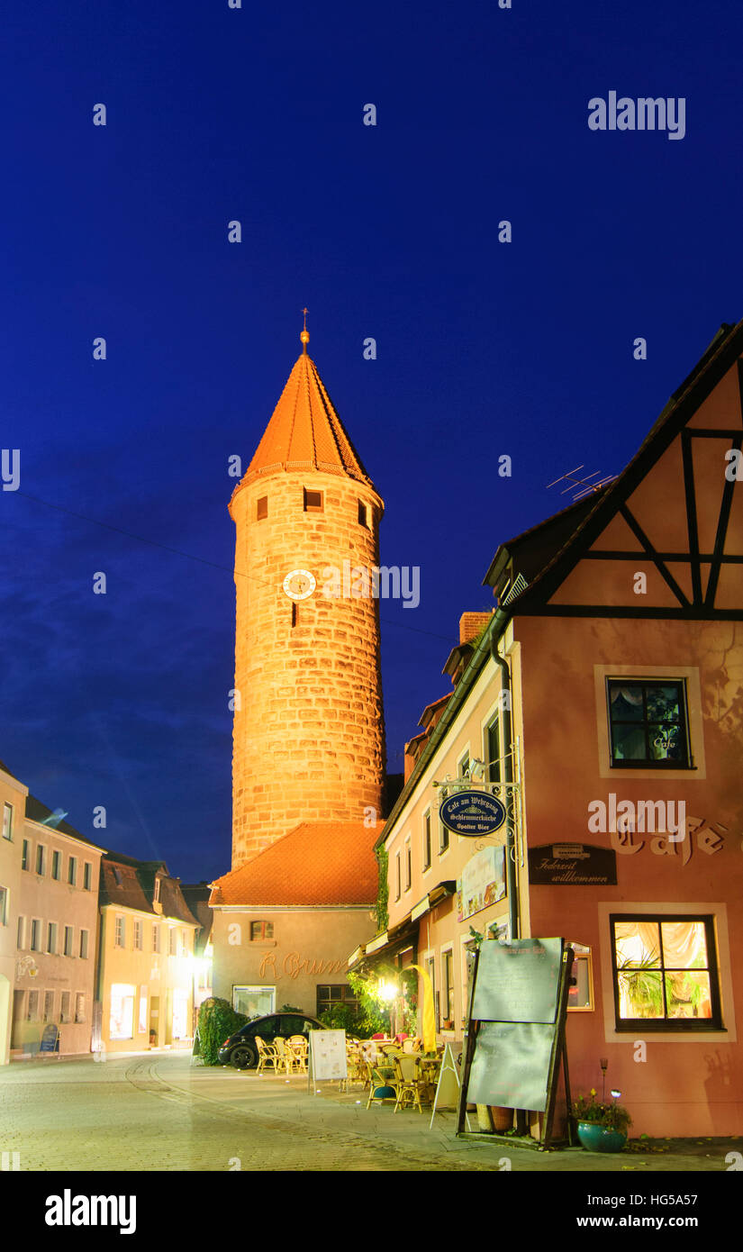Gunzenhausen: torre Färberturm, Mittelfranken, Middle Franconia, Bayern, Baviera, Alemania Foto de stock