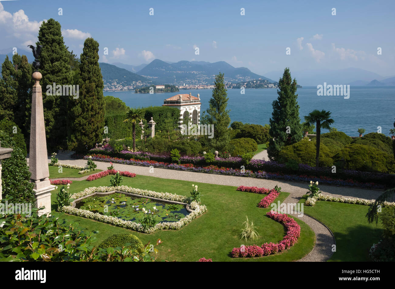 Lily Pond, Isola Bella, Borromeo , Islas, Stresa, Lago Maggiore, Lagos Italianos, Piamonte, Italia Foto de stock
