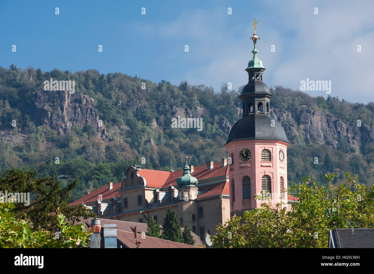 Iglesia parroquial, Stiftskirke, Ciudad Vieja, Baden Baden, la Selva Negra, Baden-Wurttemberg, Alemania Foto de stock