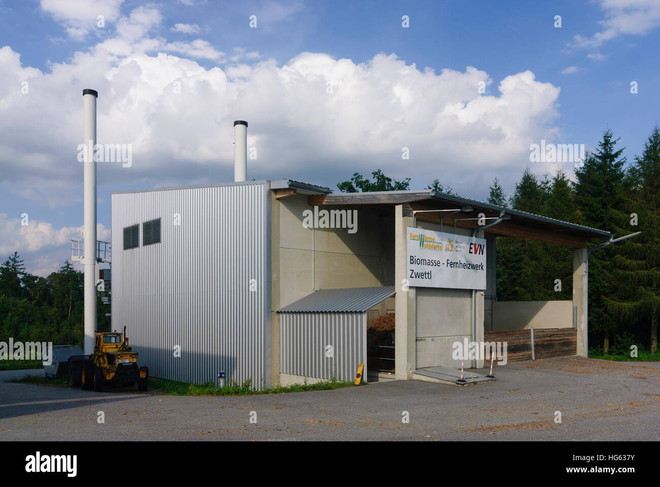 Zwettl: biomasa de plantas de calefacción de distrito, Waldviertel, Niederösterreich, Baja Austria, Austria Foto de stock