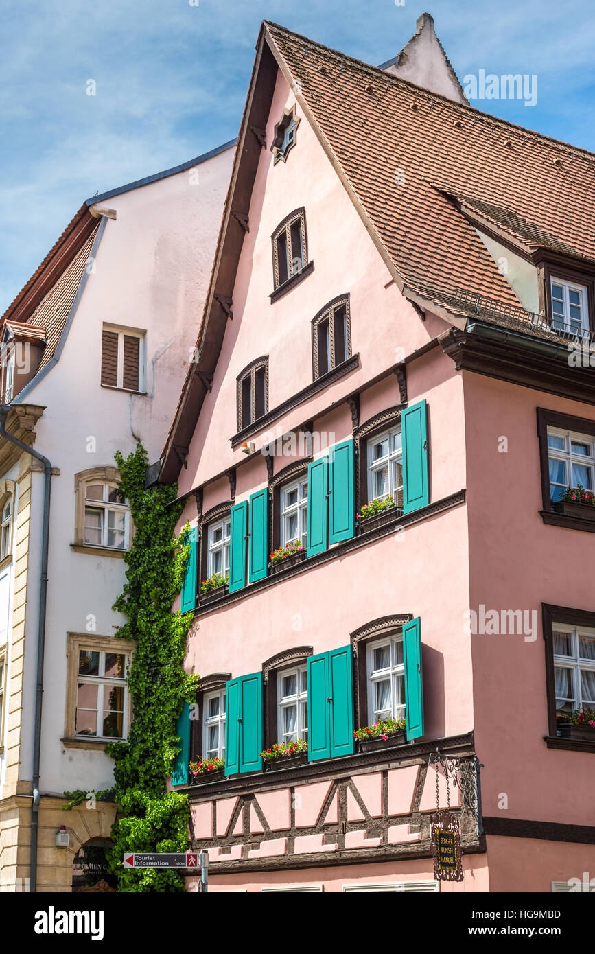 Fachadas de casas históricas en Bamberg, Baviera, Alemania, Europa Foto de stock