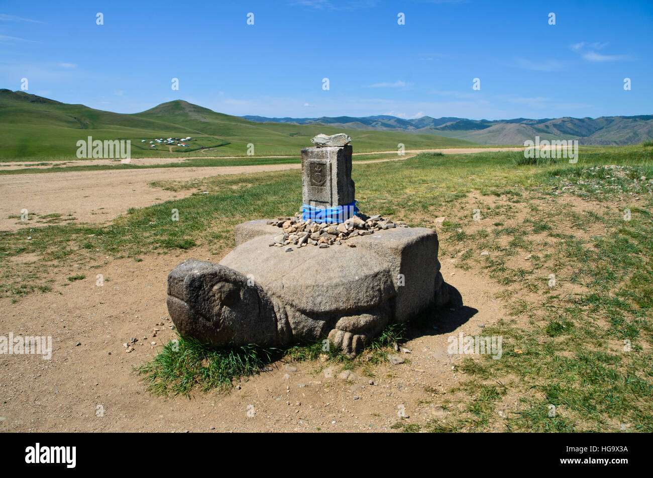 La tortuga Rock en Kharkhorin fálico. Foto de stock