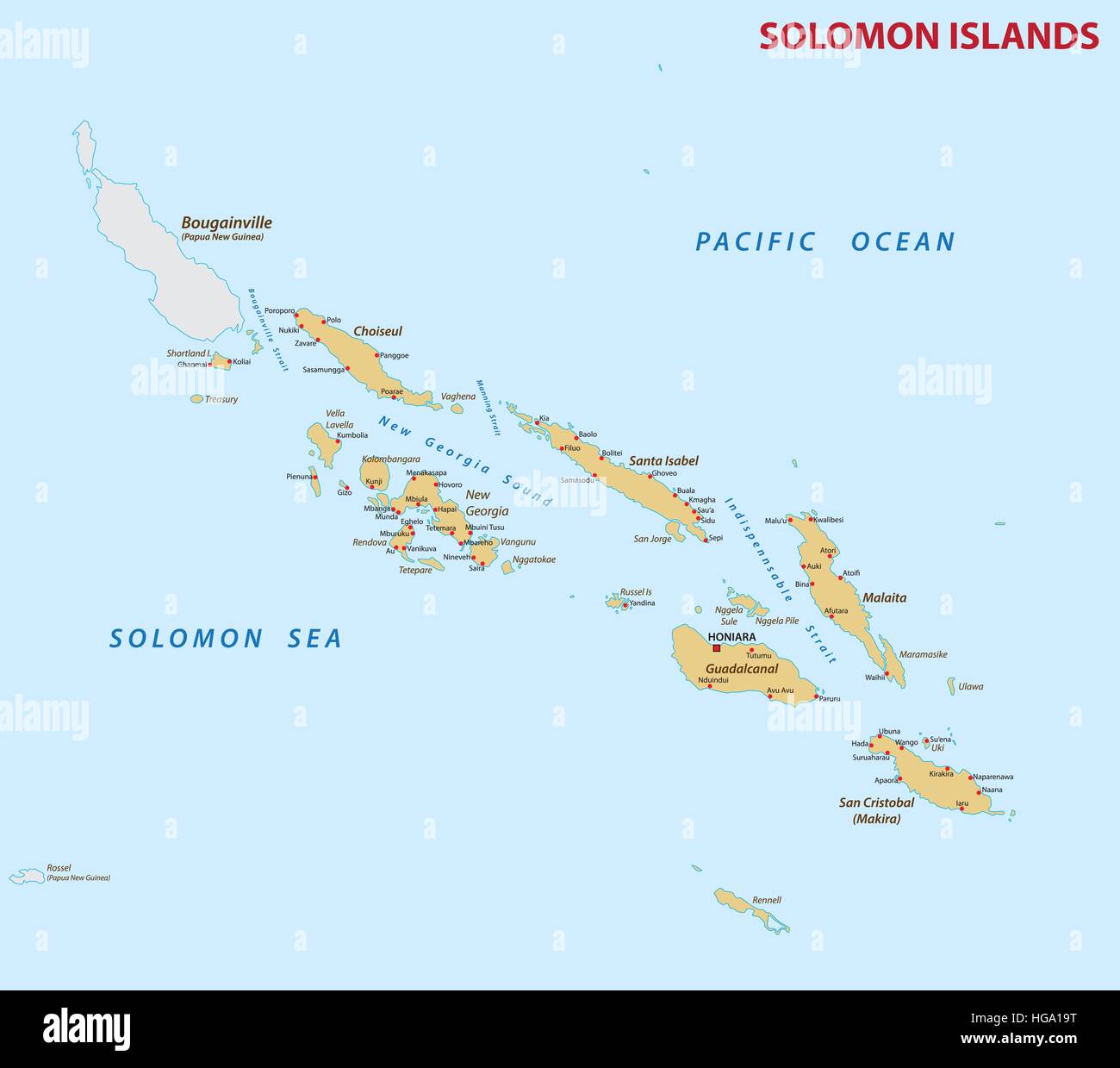 Mapa de las Islas Salomón Imagen Vector de stock - Alamy