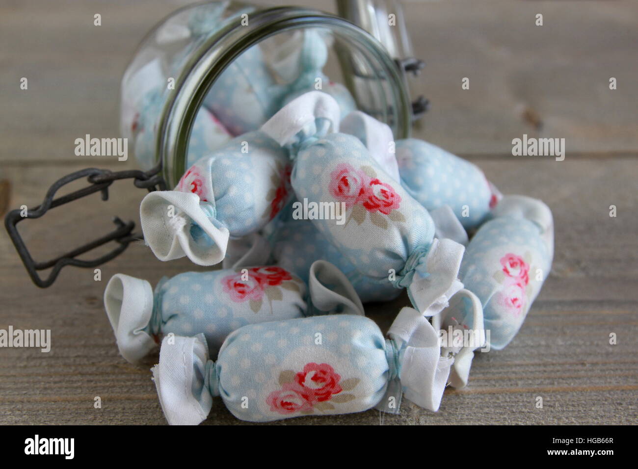 Cotton Candy para decoración en vidrio Jar Foto de stock