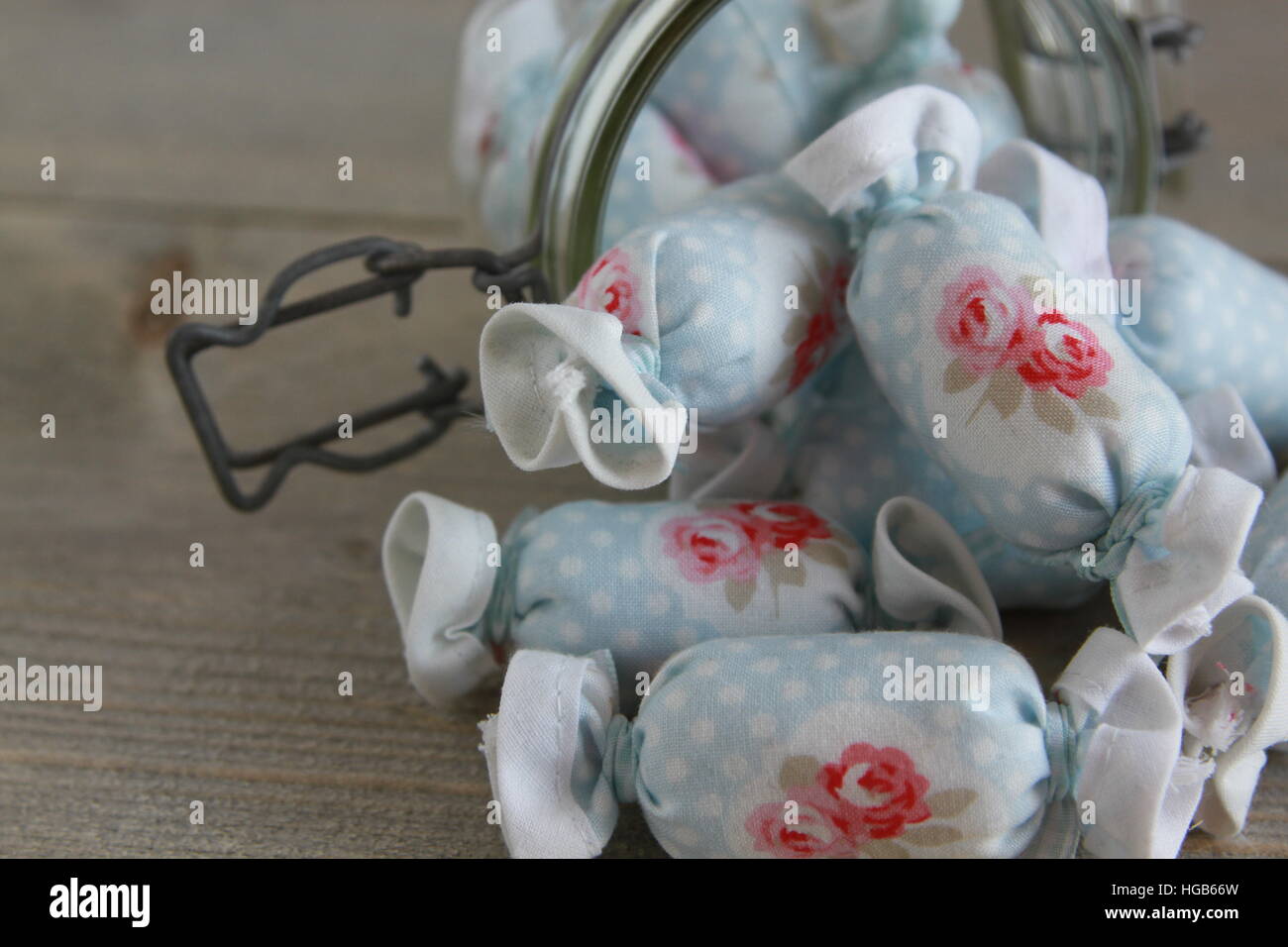 Cotton Candy para decoración en vidrio Jar Foto de stock