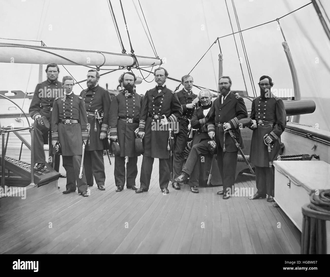Almirante John A. Dahlgren y sus oficiales durante la Guerra Civil Americana Foto de stock