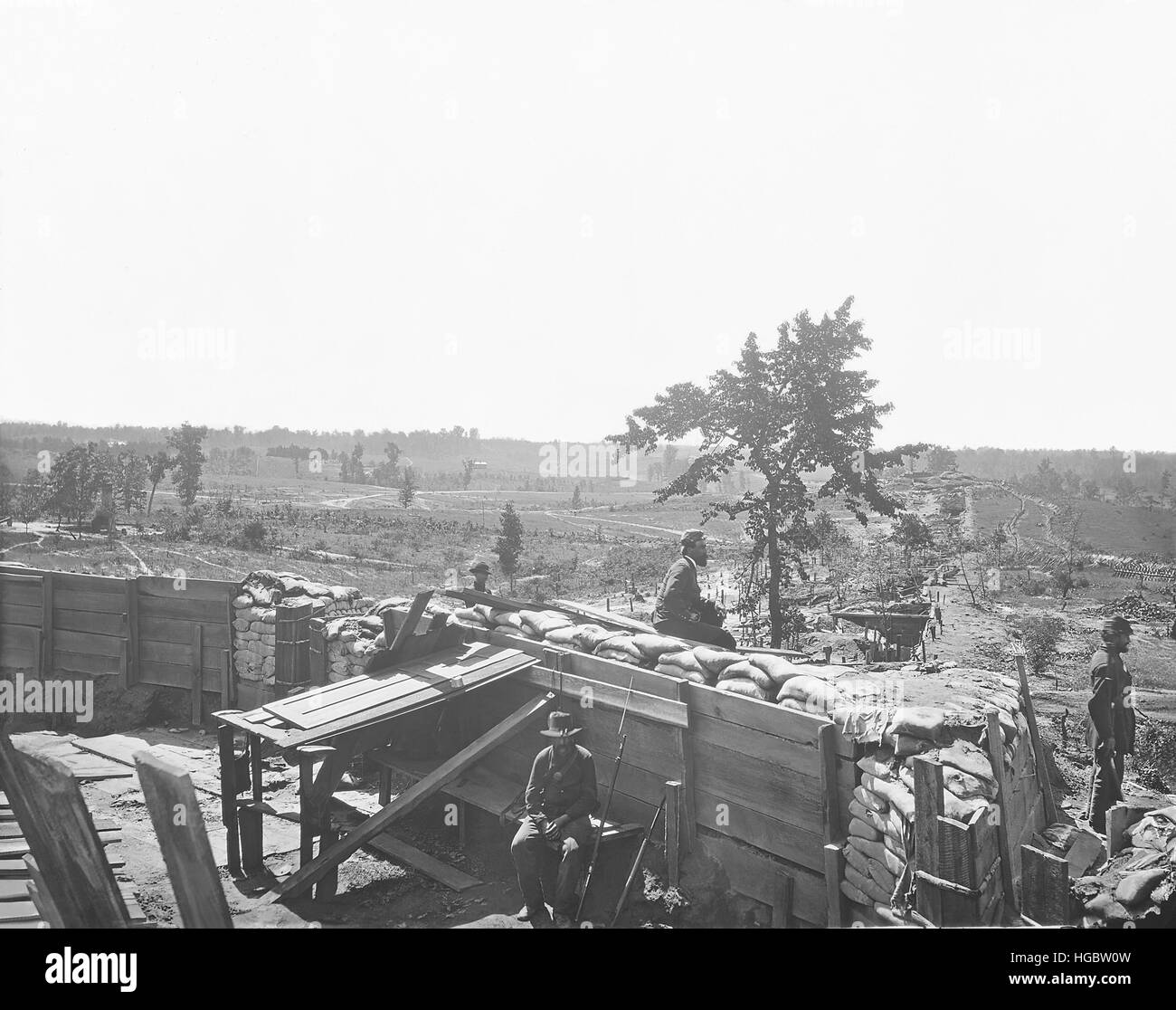 Fortificaciones en frente de Atlanta, Georgia, durante la Guerra Civil Americana. Foto de stock