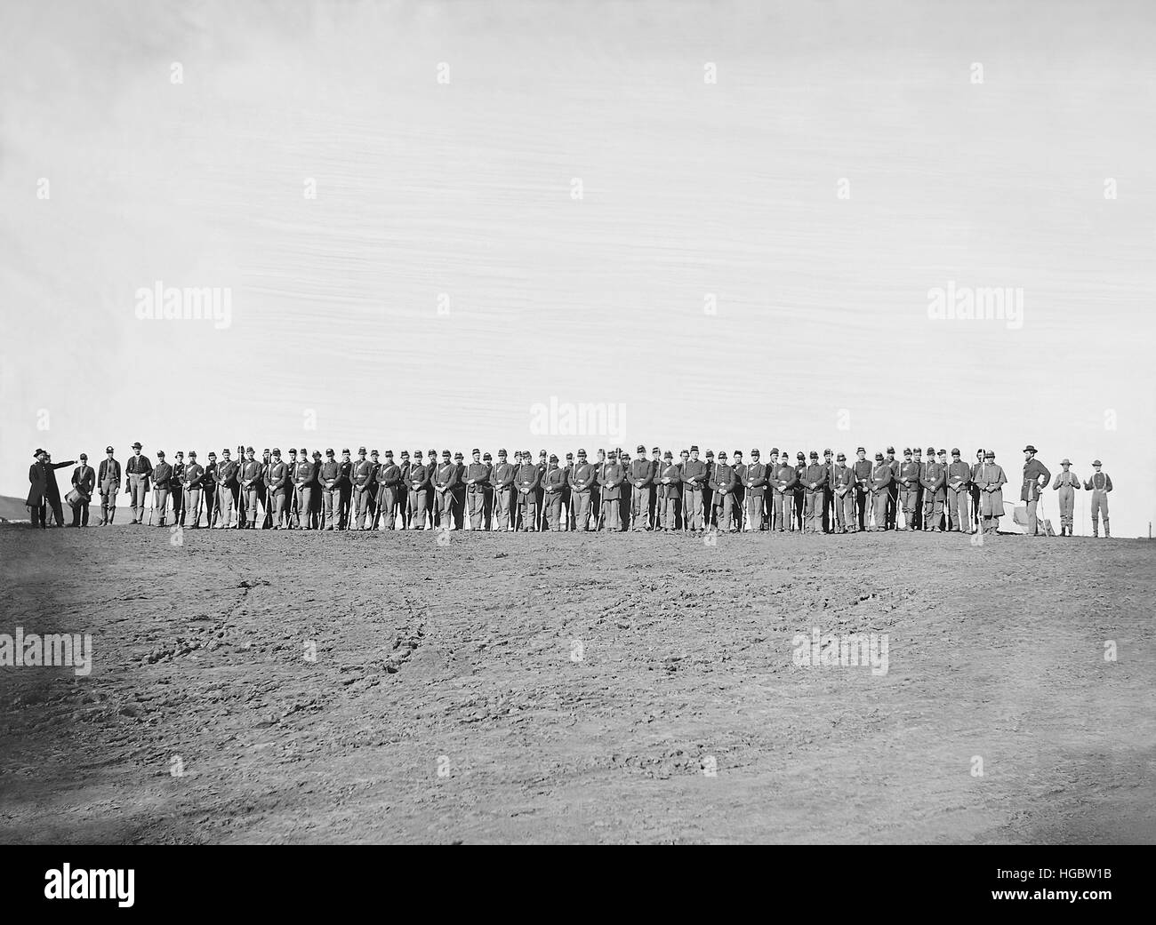 El desfile de infantería durante la Guerra Civil Americana. Foto de stock