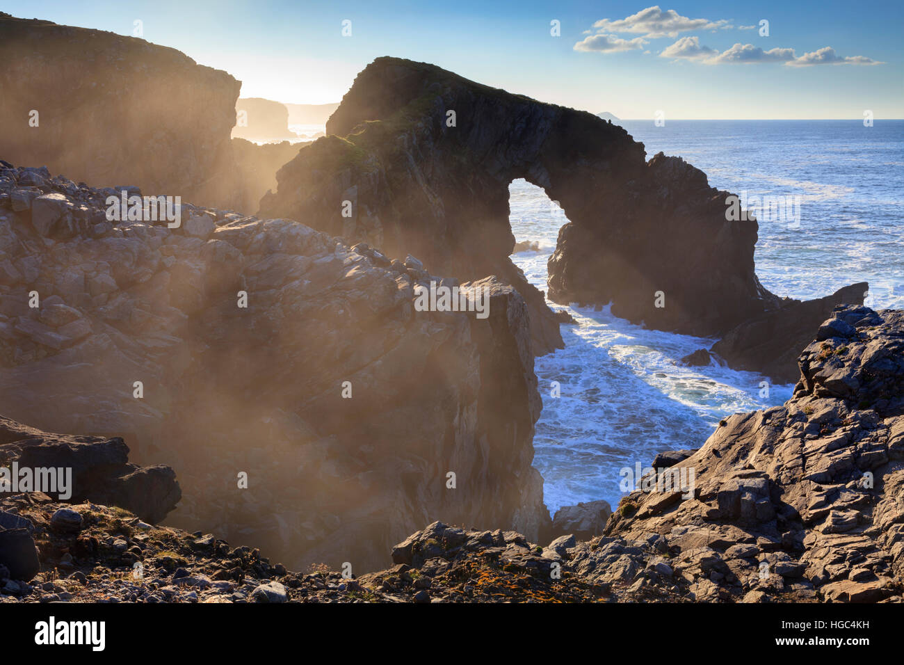 Stac' Phris arco natural de la isla de Lewis. Foto de stock