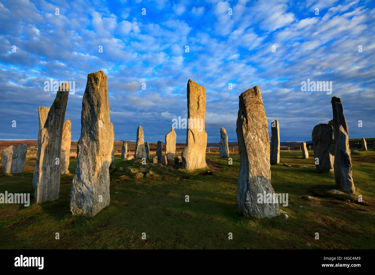 Callanish (Calanais) círculos de piedra en la isla de Lewis en las Hébridas Exteriores. Foto de stock