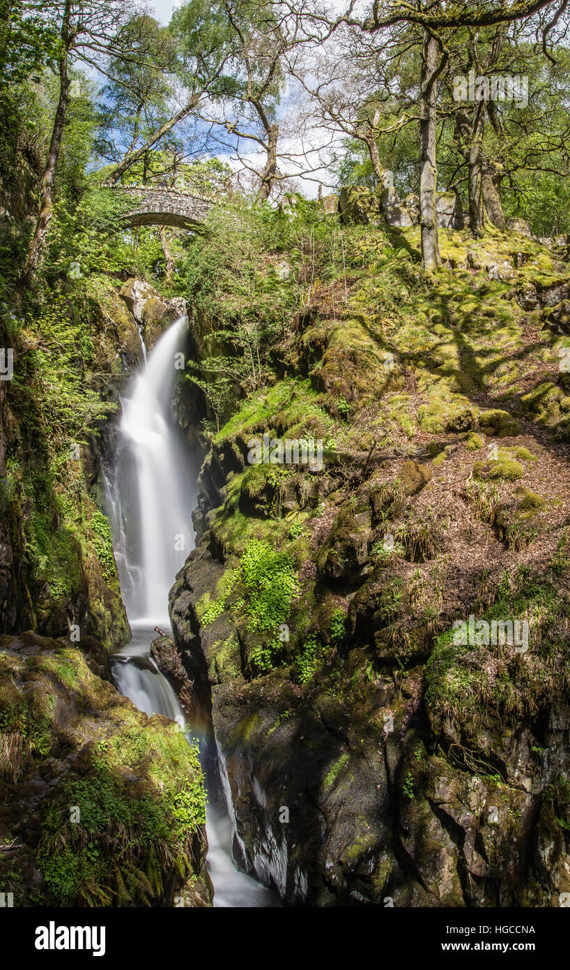 Aira fuerza, Ullswater, Lake District National Park, Cumbria, Inglaterra, Reino Unido, Europa Foto de stock