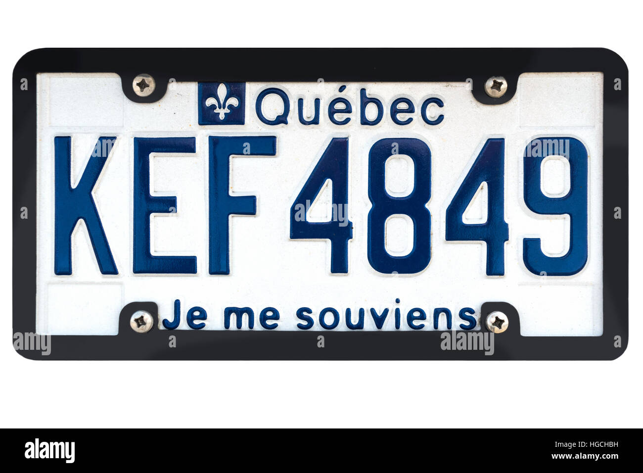 Matrícula de Québec; número de matrícula del vehículo. Québec Canadá 'Je me souviens' plato. Foto de stock