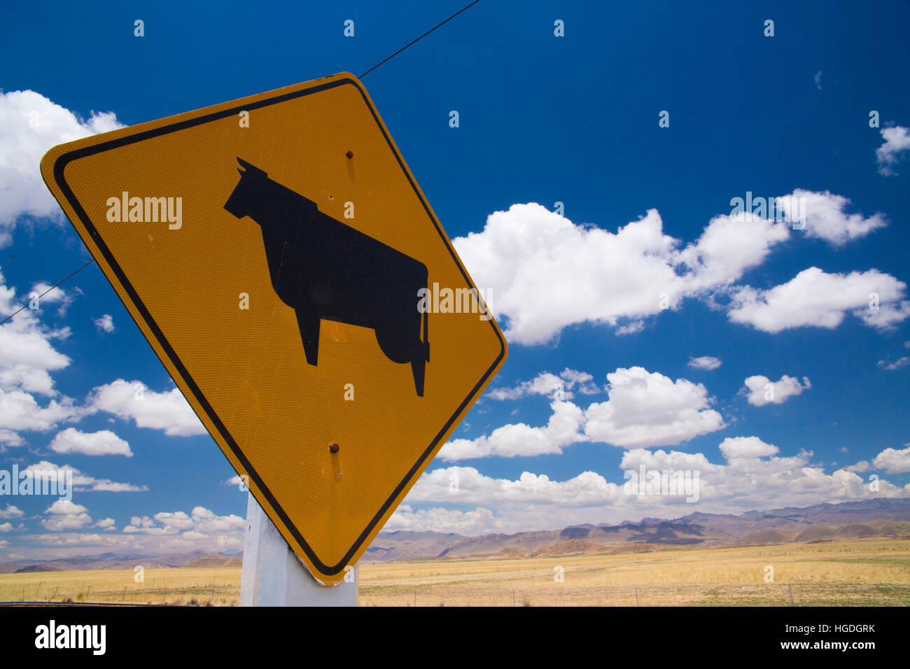 Signo de la cría de ganado en el Altiplano, Foto de stock
