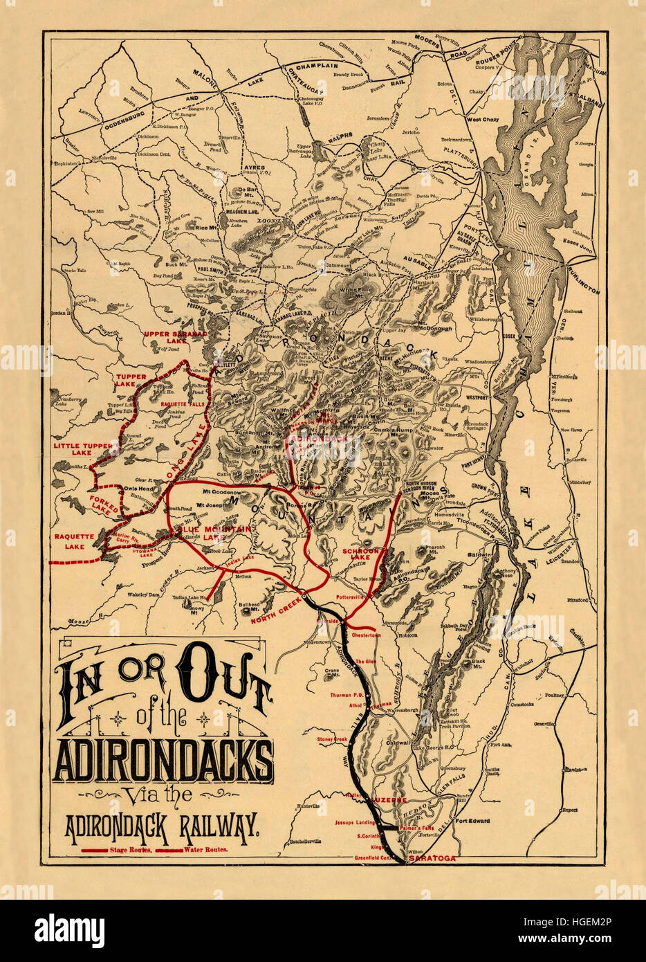 Mapa de los Adirondacks 1890 Fotografía de stock Alamy
