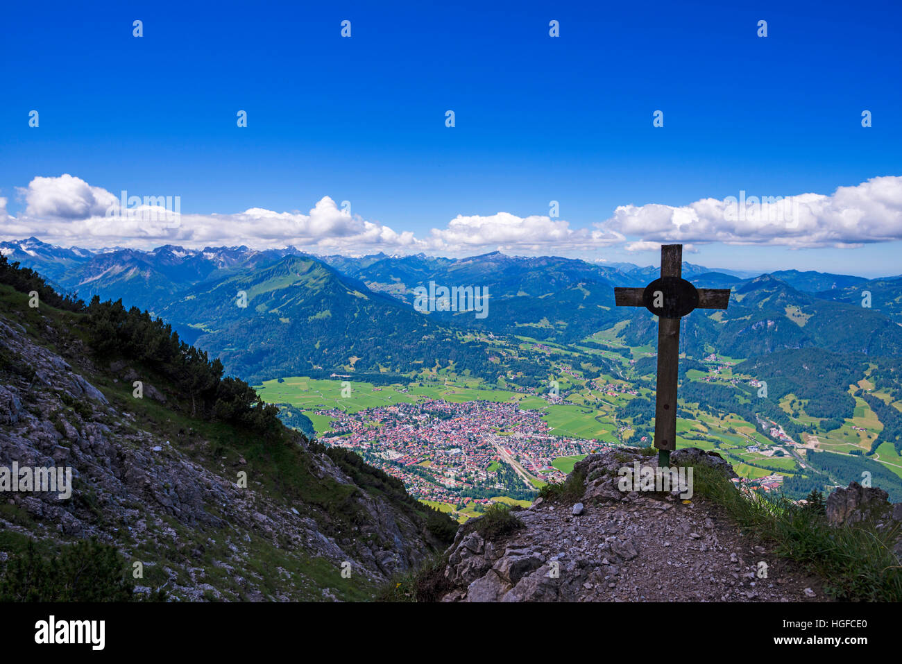 Panorama de Oberstorf en Baviera Foto de stock