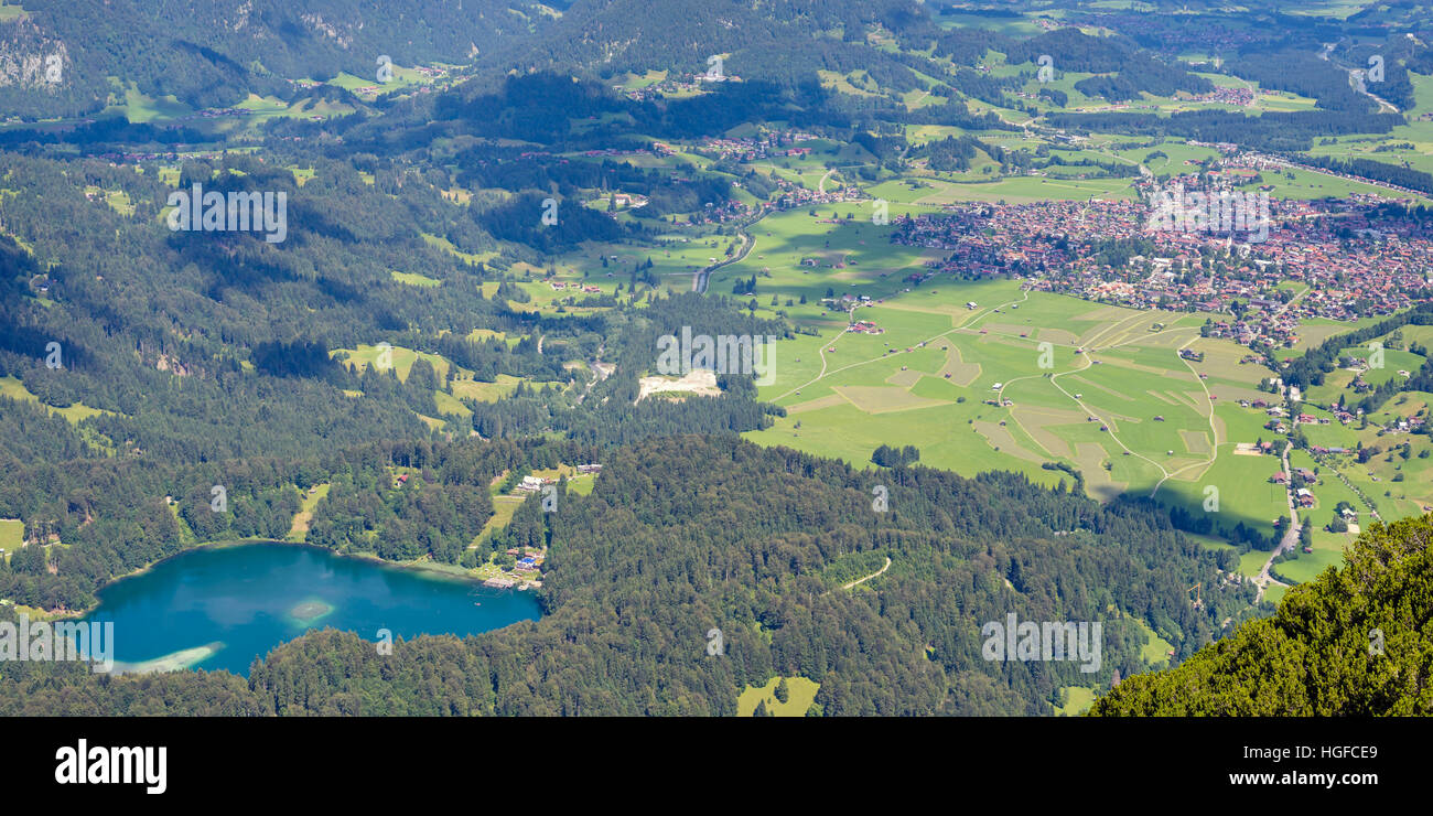 Panorama del valle Illertal en Allgäu, Baviera Foto de stock