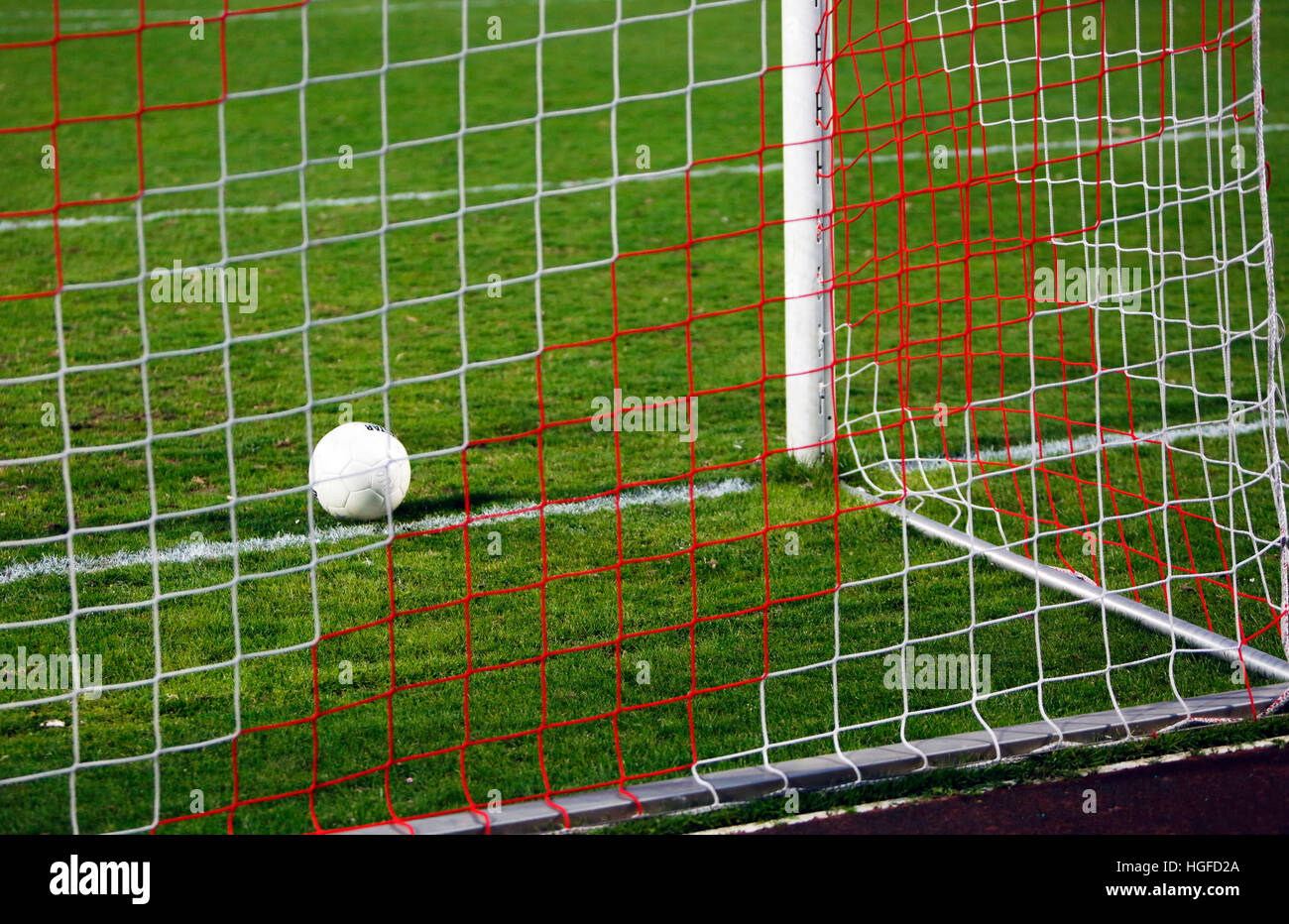El deporte, el fútbol, el fútbol americano, símbolos, conceptos, el objetivo, la línea de gol, net Foto de stock