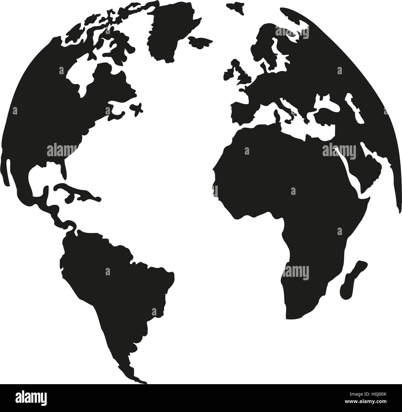 Planeta planeta tierra con la silueta de los continentes Foto de stock