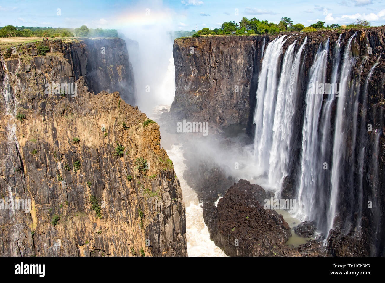 Las Cataratas Victoria, la frontera de Zambia y Zimbabwe. Foto de stock