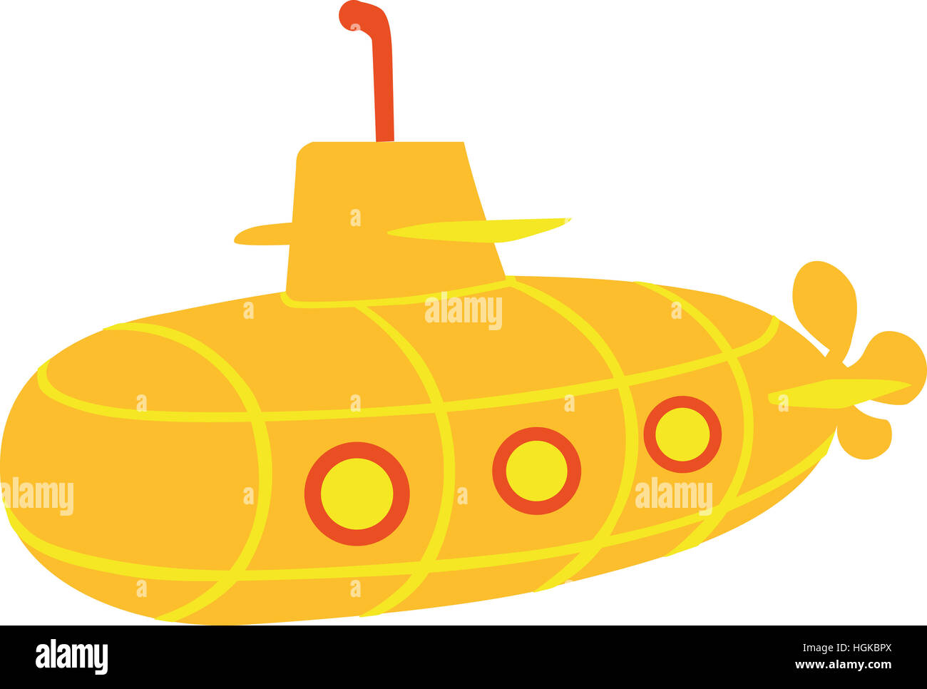 Submarino Amarillo - estilo de dibujos animados Foto de stock