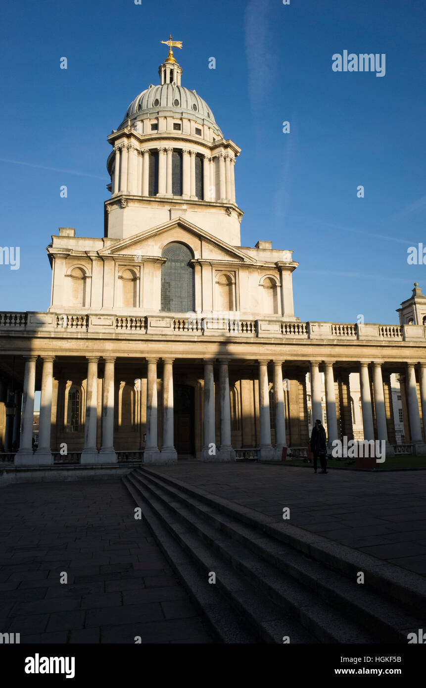 GV imagen de la Universidad de Greenwich, que es el sitio en el Old Royal Naval College, Londres, Reino Unido Foto de stock