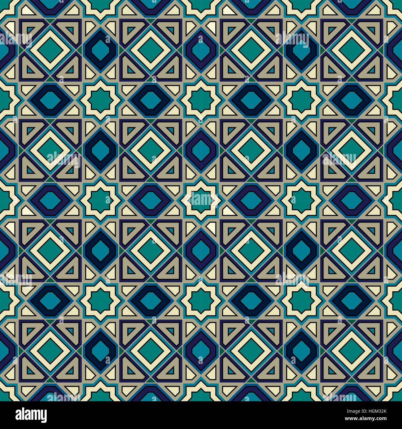 Islámico clásico patrón sin fisuras. Mosaico árabe. Azul. Ilustración vectorial Ilustración del Vector