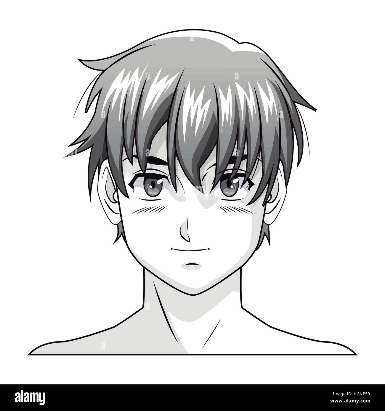 Cara boy anime comic Manga Imagen Vector de stock - Alamy