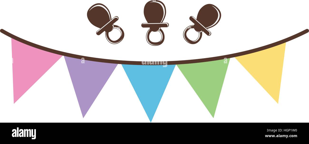 Chupetes coloridos banderines y bebé iconos sobre fondo blanco. baby shower  diseño ilustración vectorial Imagen Vector de stock - Alamy