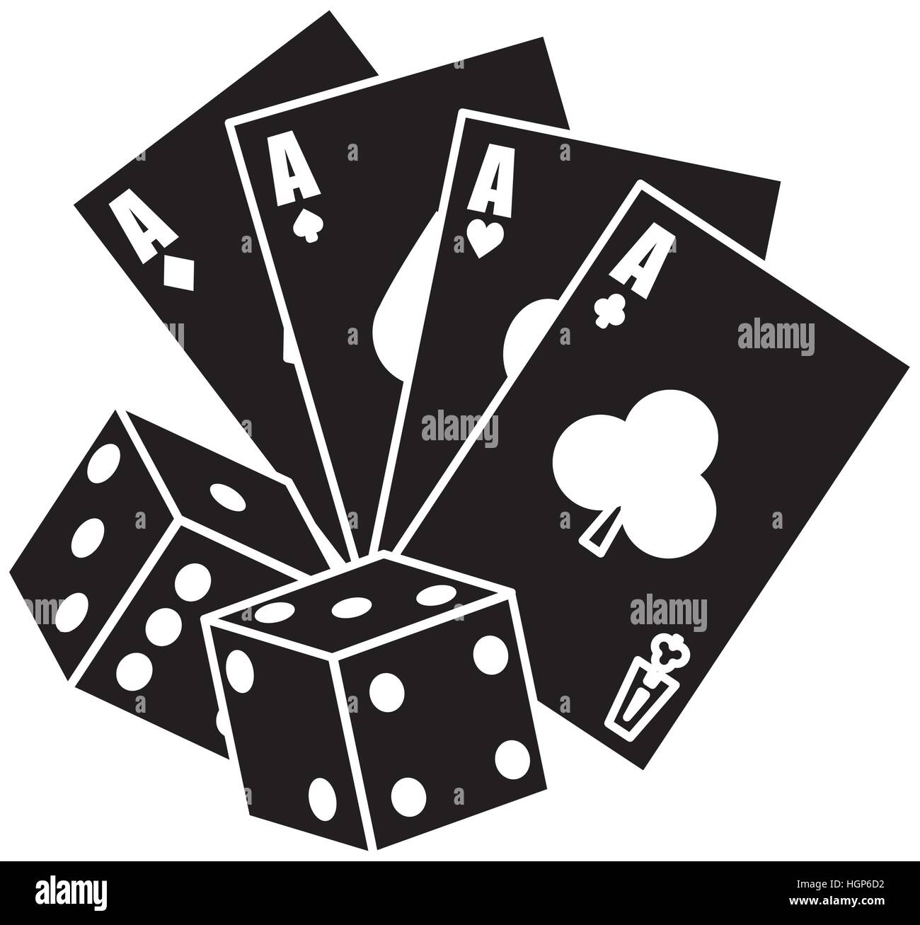 Las cartas de póquer y un par de dados sobre fondo blanco. juegos de diseño  ilustración vectorial Imagen Vector de stock - Alamy