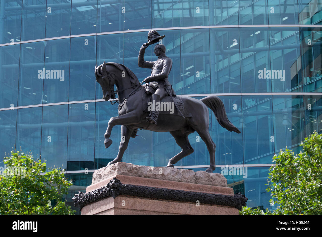 Estatua del Príncipe Alberto en un caballo, Holborn Circus, Londres Foto de stock