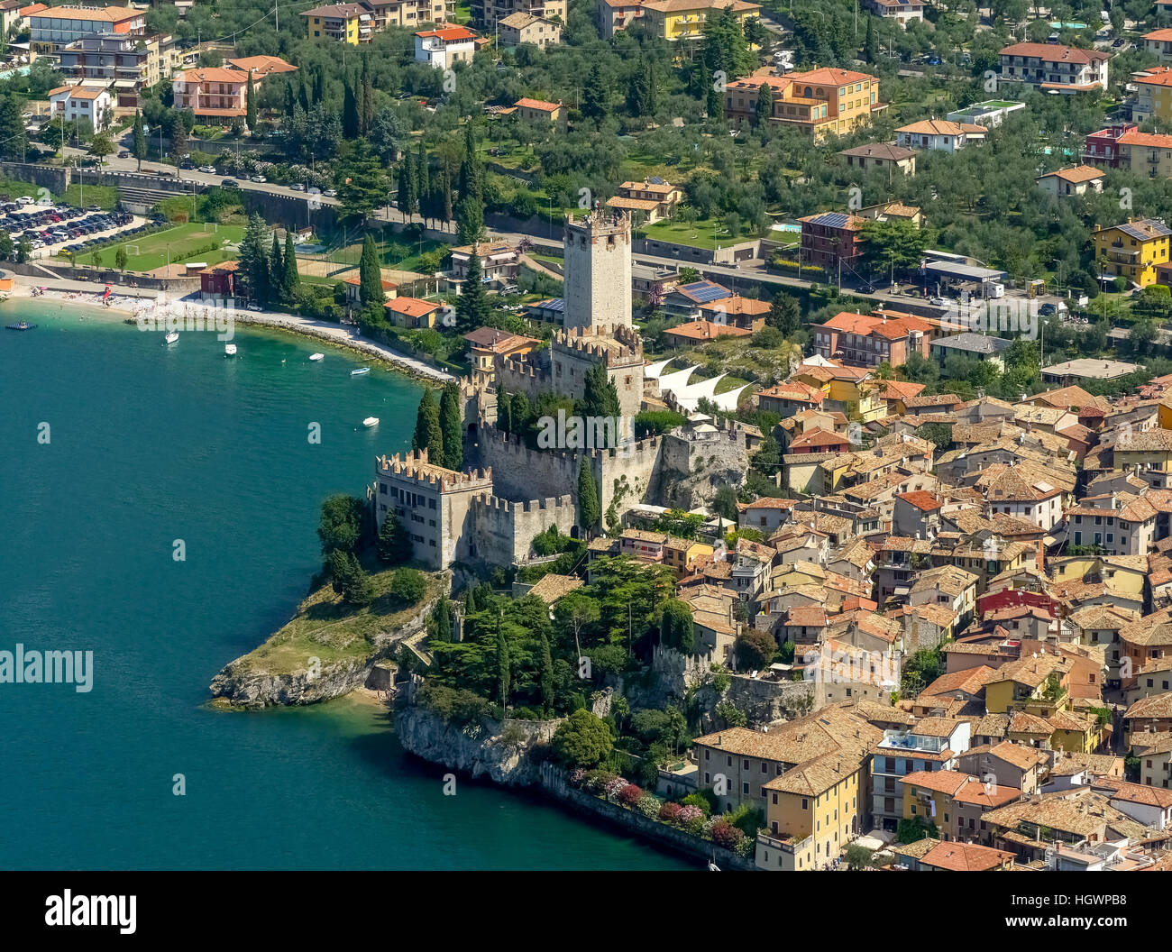 Malcesine Castillo, el Lago de Garda, Malcesine, Veneto, Italia Foto de stock