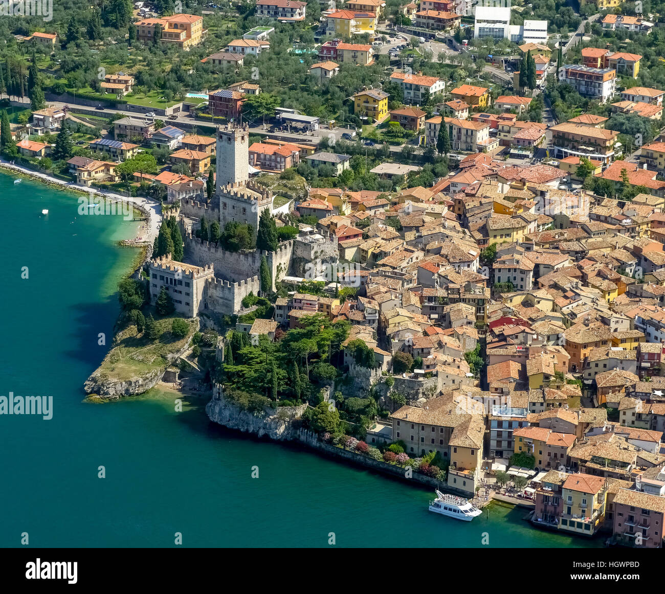 Malcesine Castillo, el Lago de Garda, Malcesine, Veneto, Italia Foto de stock