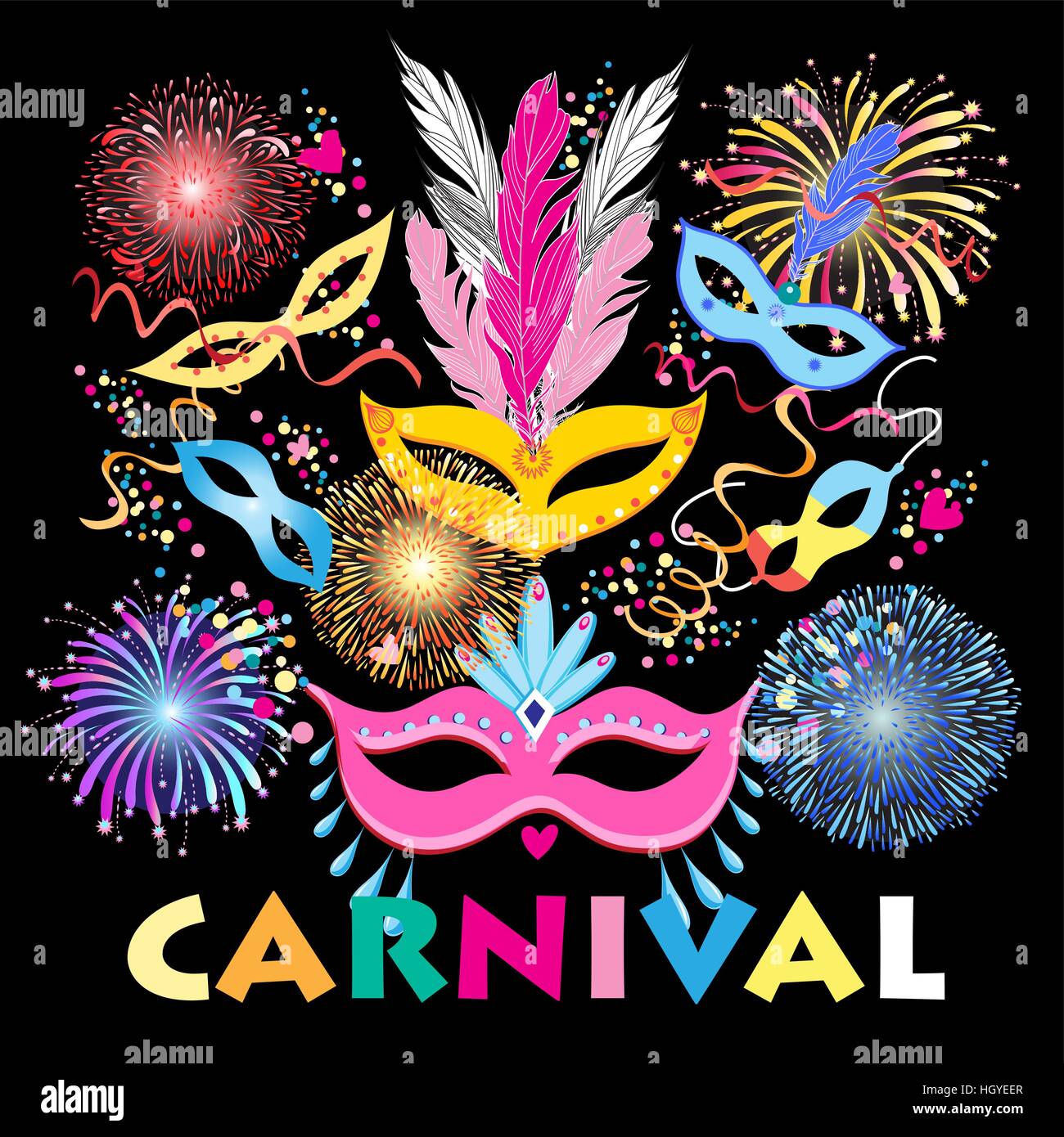 tenaz solamente exposición Un carnaval de colores brillantes con máscara de fondo Imagen Vector de  stock - Alamy