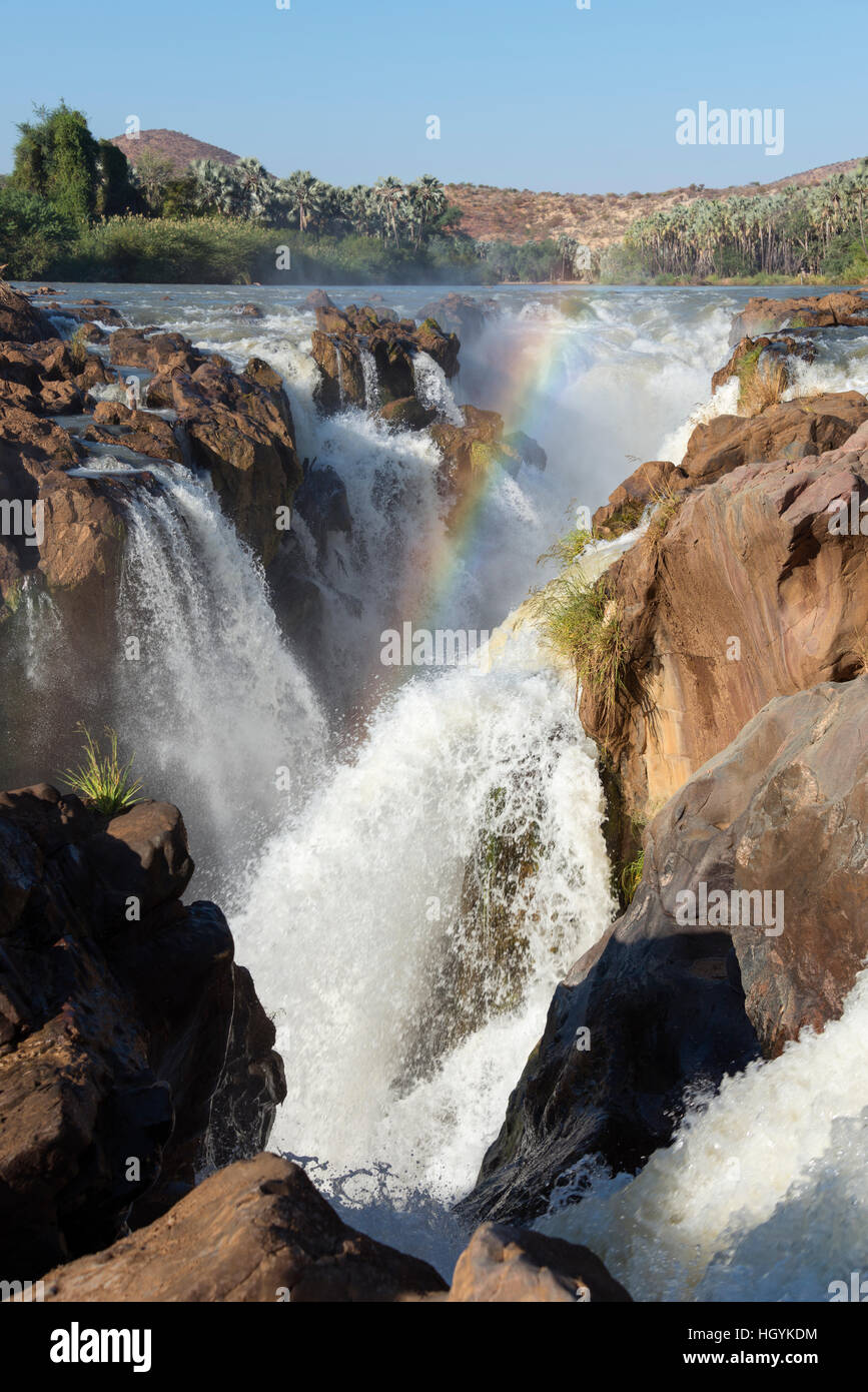 Epupa Falls, el río Kunene, Kaokoland, Namibia Foto de stock