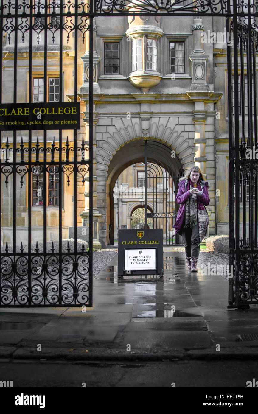 Clare College en la Universidad de Cambridge, Inglaterra. Foto de stock