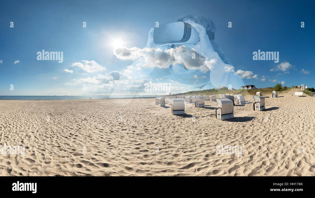 La Realidad Virtual Beach Travel - Künstlicher Strandurlaub Foto de stock