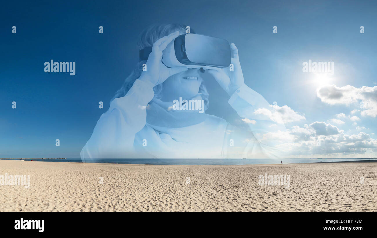 La Realidad Virtual Beach Travel - Künstlicher Strandurlaub Foto de stock