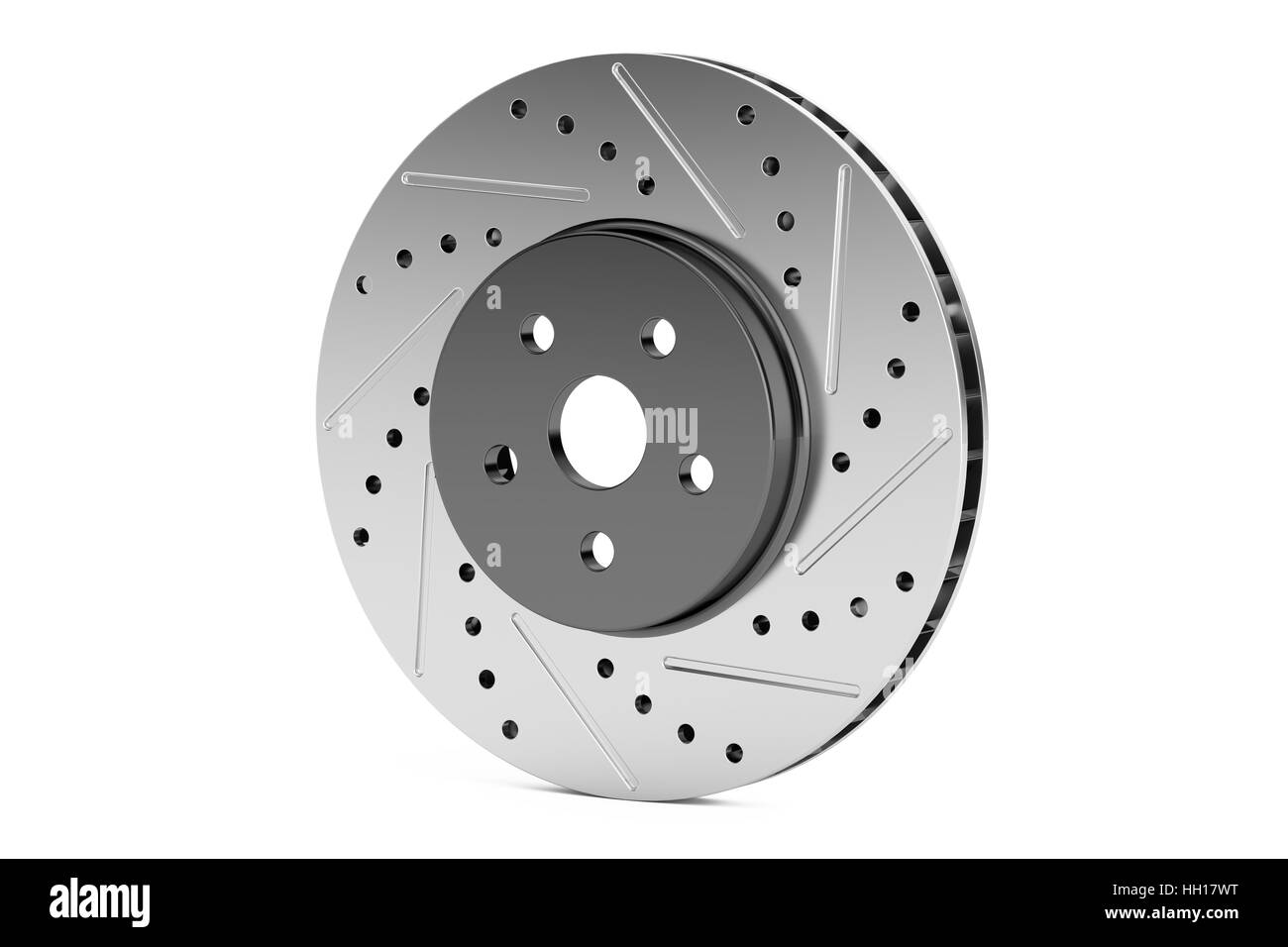 Alquiler de rotor de freno de disco, 3D rendering aislado sobre fondo blanco. Foto de stock