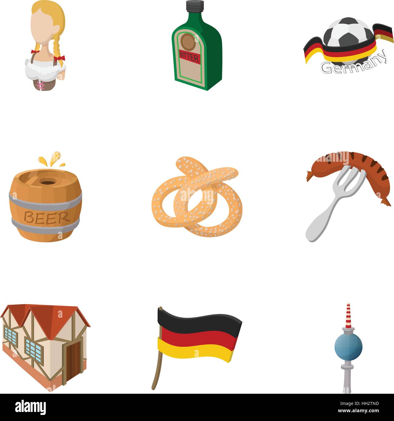 Alemania, conjunto de iconos de estilo de dibujos animados Imagen Vector de  stock - Alamy