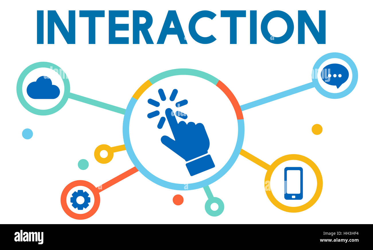 Conexión de interacción comunitaria el concepto de red social Foto de stock
