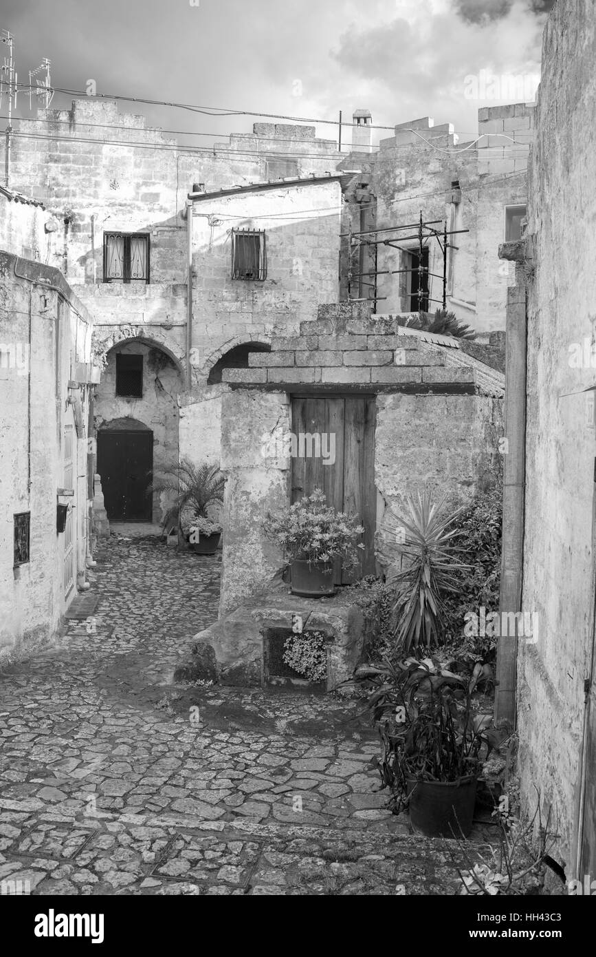 Vista de Sassi. La ciudad italiana de Matera es designada Capital Europea de la Cultura en 2019 y Patrimonio de la Humanidad Foto de stock