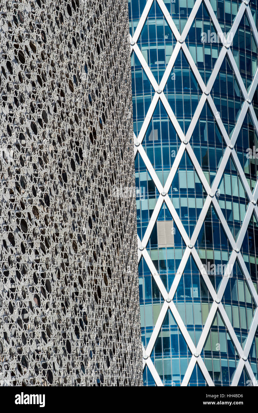 Detalles arquitectónicos de rascacielos, Doha, Qatar Foto de stock